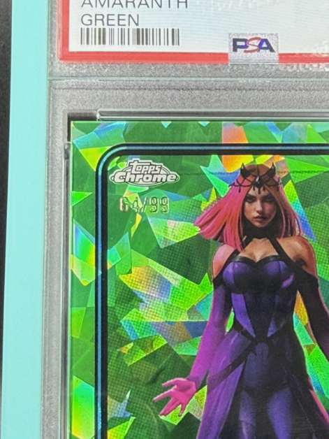 2025 Topps Chrome Marvel Sapphire Amaranth 1st Appearance Green 64/99 PSA 9 MINT