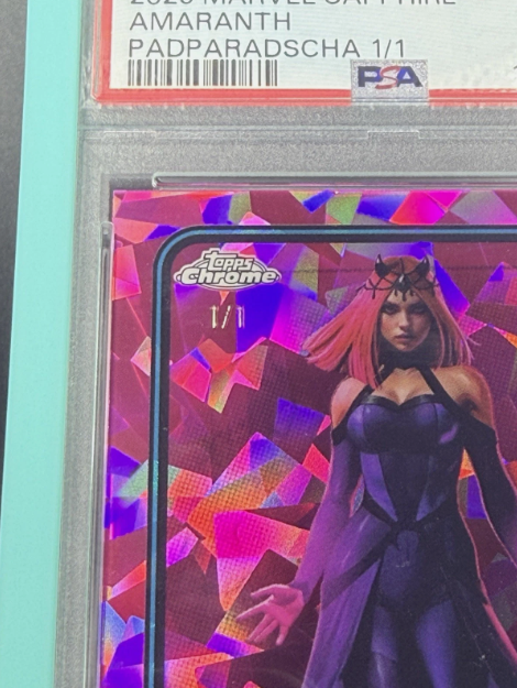2025 Topps Chrome Marvel Sapphire Amaranth 1st Appearance Padparadscha 1/1 PSA 10 GEM MINT