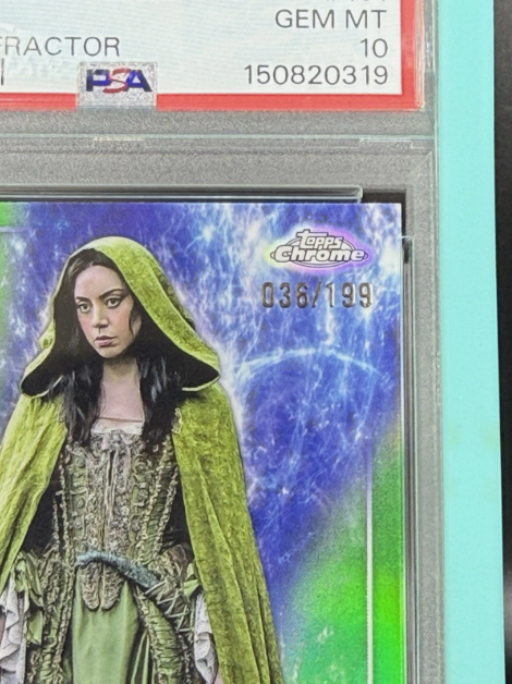 2025 Topps Chrome Marvel Studios Death Rio Vidal DEBUT Green Refractor 036/199 PSA 10 GEM MINT