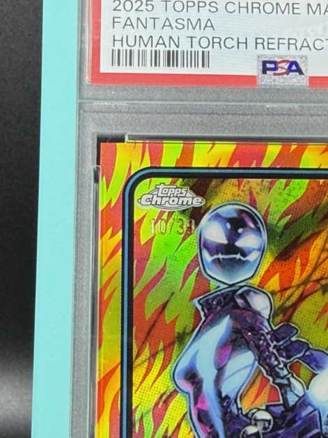 2025 Topps Chrome Marvel Fantasma 1st Appearance Human Torch Refractor 10/39 PSA 6 EX-MT