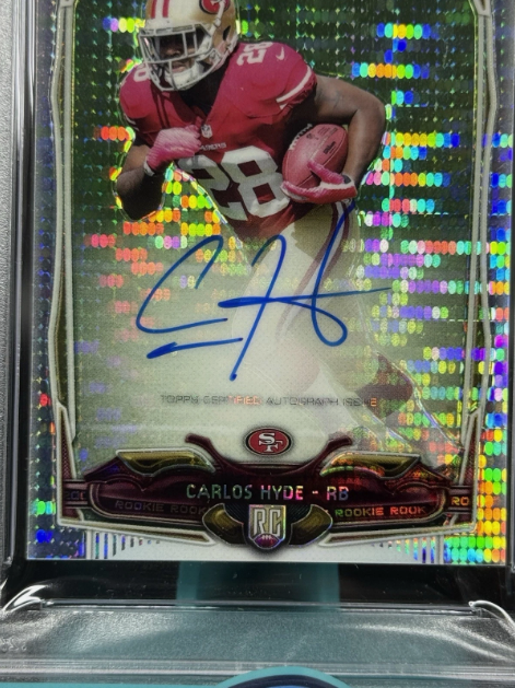 2014 Topps Chrome Mini Carlos Hyde RC On-Card Auto Pulsar Refractor 03/15 PSA 9 MINT