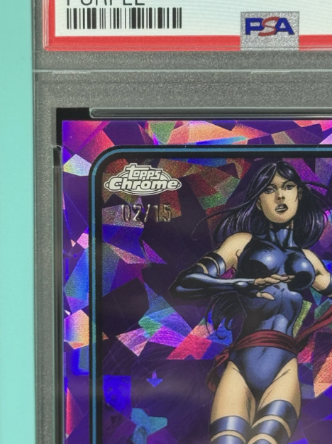 2025 Topps Chrome Marvel Sapphire Psylocke Purple 02/15 PSA 10 GEM MINT
