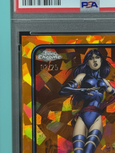 2025 Topps Chrome Marvel Sapphire Psylocke Orange 03/25 PSA 10 GEM MINT