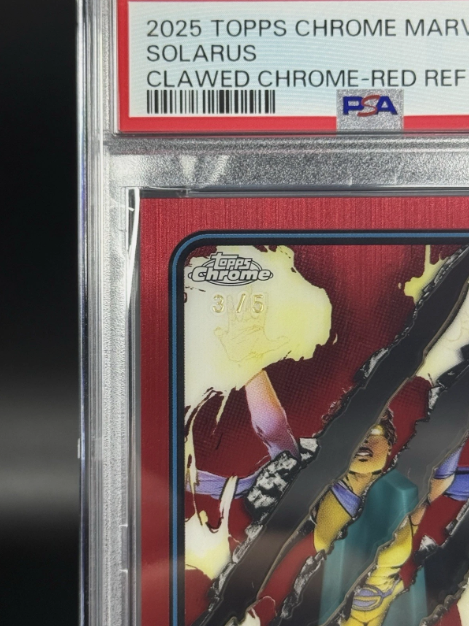 2025 Topps Chrome Marvel Solarus 1st Appearance Clawed Red Refractor 3/5 PSA 10 GEM MINT
