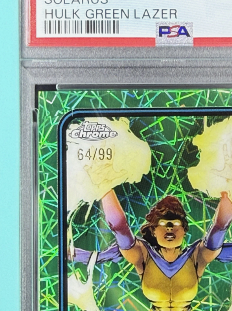 2025 Topps Chrome Marvel Solarus 1st Appearance Hulk Green Lazer 64/99 PSA 9 MINT