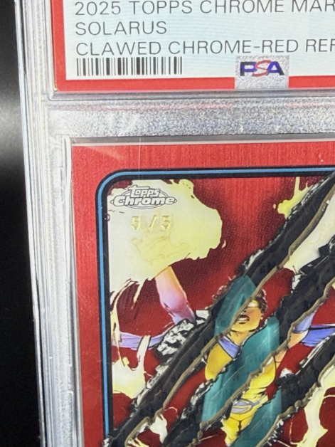 2025 Topps Chrome Marvel Solarus 1st Appearance Clawed Red Refractor 5/5 BOOKEND PSA 8 NM-MT