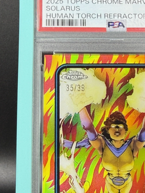2025 Topps Chrome Marvel Solarus 1st Appearance Human Torch Refractor 35/39 PSA 9 MINT