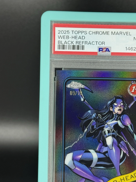 2025 Topps Chrome Marvel Web-Head 1st Appearance Black Refractor 09/10 PSA 8 NM-MT