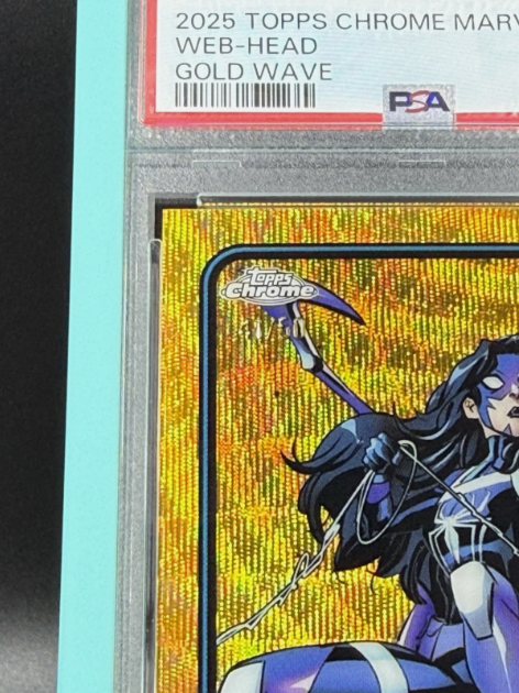 2025 Topps Chrome Marvel Web-Head 1st Appearance Gold Wave 41/50 PSA 8 NM-MT