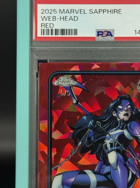 2025 Topps Chrome Marvel Sapphire Web-Head 1st Appearance Red 5/5 PSA 9 MINT