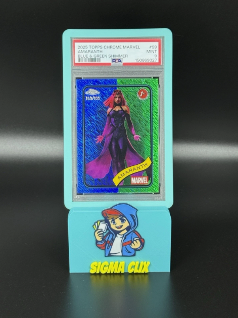 2025 Topps Chrome Marvel Amaranth 1st Appearance Blue & Green Shimmer 169/199 PSA 9 MINT