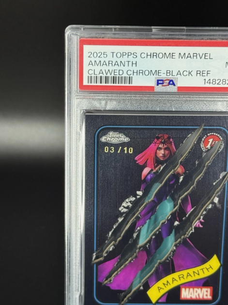 2025 Topps Chrome Marvel Amaranth 1st Appearance Clawed Black Refractor PSA 9 MINT