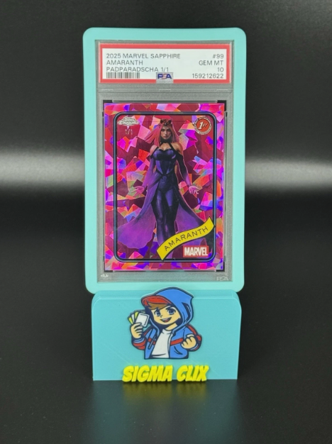 2025 Topps Chrome Marvel Sapphire Amaranth 1st Appearance Padparadscha 1/1 PSA 10 GEM MINT