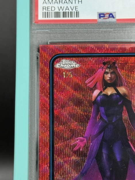 2025 Topps Chrome Marvel Amaranth 1st Appearance Red Wave 1/5 ALPHA PSA 7 NM
