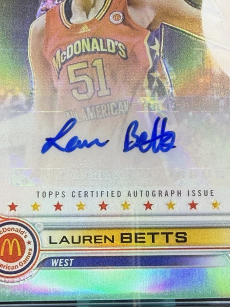 2022 Topps Chrome McDonald's All-American Lauren Betts Auto Aqua 42/99 PSA 8 NM-MT AUTO 10
