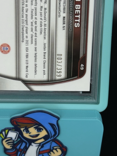 2022 Bowman University Lauren Betts Purple Mini Diamond Refractor 003/399 PSA 9 MINT