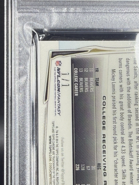 2014 Topps Chrome Mini Brandin Cooks RC SUPERFRACTOR 1/1 PSA 9 MINT