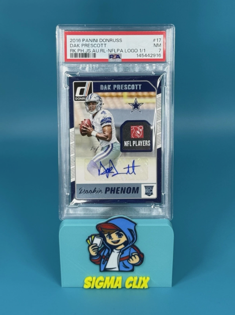 2016 Panini Donruss Dak Prescott RC Rookie Phenom Auto NFLPA Logo PSA 7 NM