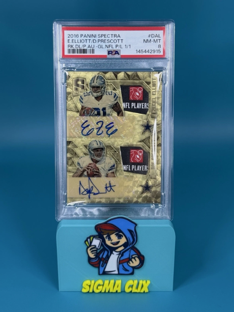 2016 Panini Spectra Ezekiel Elliott / Dak Prescott RC Dual Patch Auto 1/1 PSA 8 NM-MT