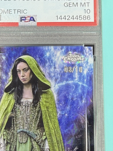 2025 Topps Chrome Marvel Studios Death Rio Vidal DEBUT Black Geometric 08/10 PSA 10 GEM MINT