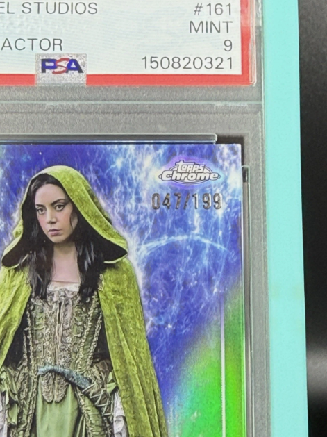 2025 Topps Chrome Marvel Studios Death Rio Vidal DEBUT Green Refractor 047/199 PSA 9 MINT