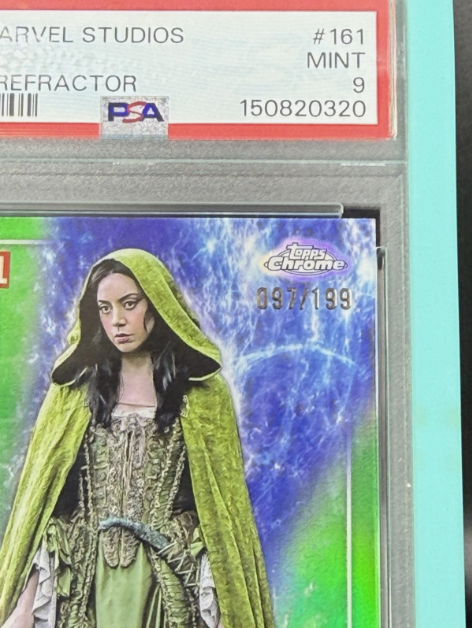 2025 Topps Chrome Marvel Studios Death Rio Vidal DEBUT Green Refractor 097/199 PSA 9 MINT