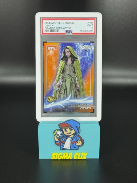 2025 Topps Chrome Marvel Studios Death Rio Vidal DEBUT Orange Refractor 12/25 PSA 9 MINT