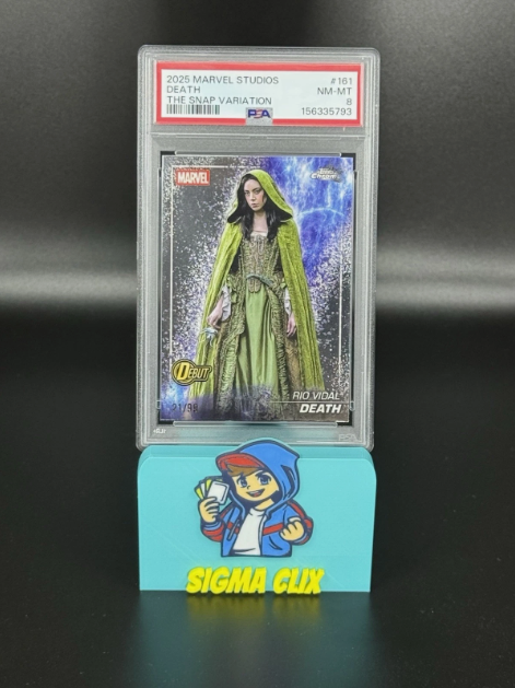 2025 Topps Chrome Marvel Studios Death Rio Vidal DEBUT The Snap Variation 21/99 PSA 8 NM-MT