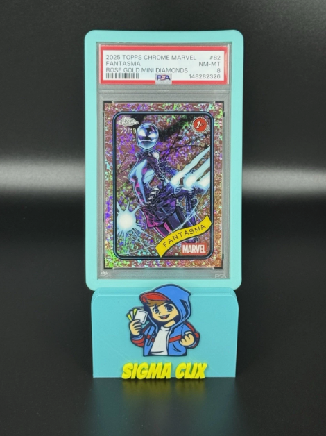 2025 Topps Chrome Marvel Fantasma 1st Appearance Rose Gold Mini Diamonds 22/40 PSA 8 NM-MT