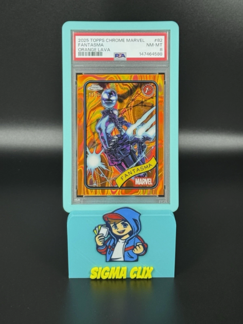 2025 Topps Chrome Marvel Fantasma 1st Appearance Orange Lava 03/25 PSA 8 NM-MT