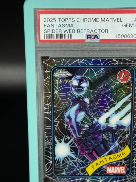 2025 Topps Chrome Marvel Fantasma 1st Appearance Spider Web Refractor 265/399 PSA 10 GEM MINT
