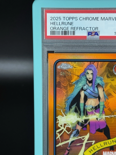 2025 Topps Chrome Marvel Hellrune 1st Appearance Orange Refractor 10/25 PSA 10 GEM MINT