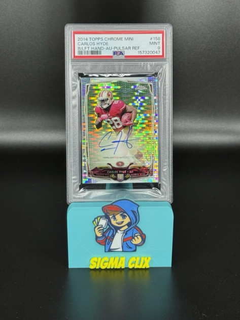2014 Topps Chrome Mini Carlos Hyde RC On-Card Auto Pulsar Refractor 03/15 PSA 9 MINT