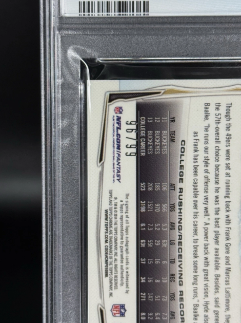 2014 Topps Chrome Mini Carlos Hyde RC On-Card Auto Camo Refractor 96/99 PSA 9 MINT