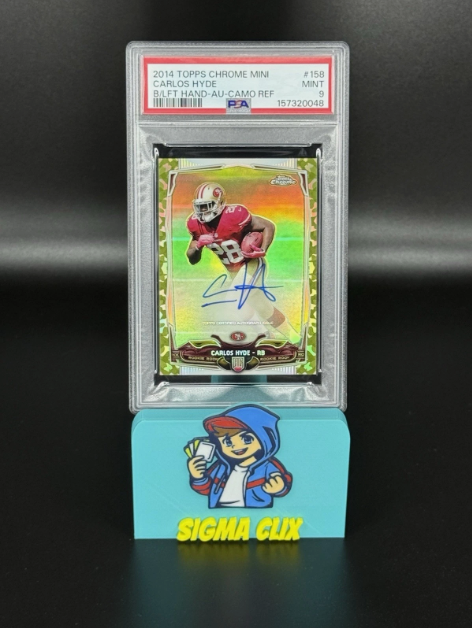 2014 Topps Chrome Mini Carlos Hyde RC On-Card Auto Camo Refractor 96/99 PSA 9 MINT