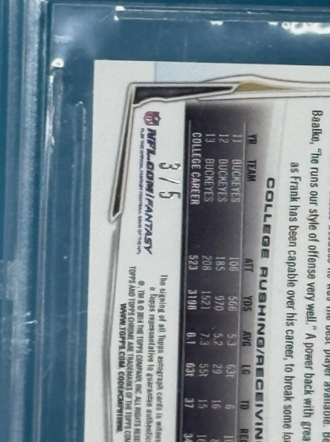 2014 Topps Chrome Mini Carlos Hyde RC On-Card Auto Red 3/5 BGS 9.5 GEM MINT