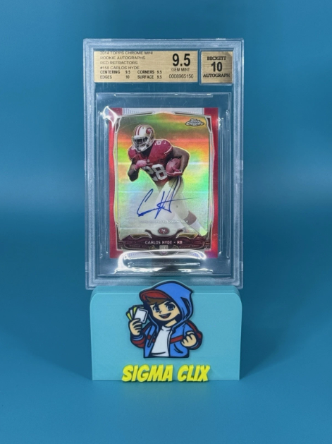 2014 Topps Chrome Mini Carlos Hyde RC On-Card Auto Red 3/5 BGS 9.5 GEM MINT