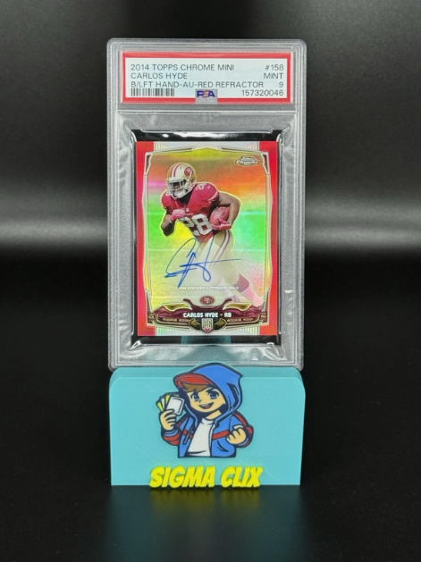 2014 Topps Chrome Mini Carlos Hyde RC Auto Red Refractor 2/5 PSA 9 MINT