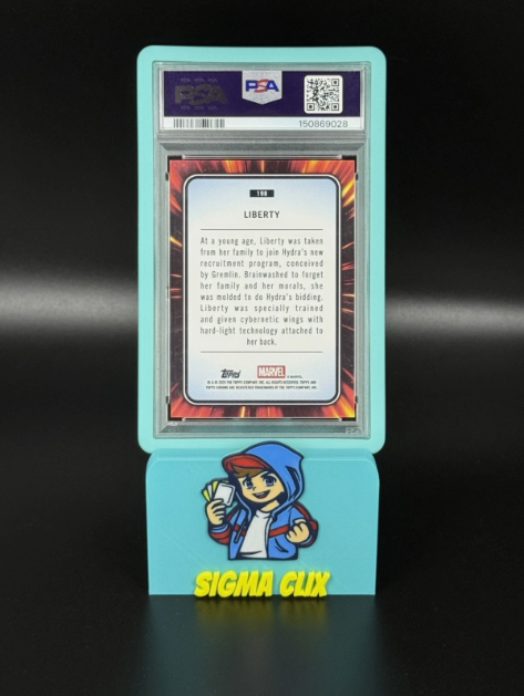 2025 Topps Chrome Marvel Liberty 1st Appearance Blue & Green Shimmer 143/199 PSA 9 MINT