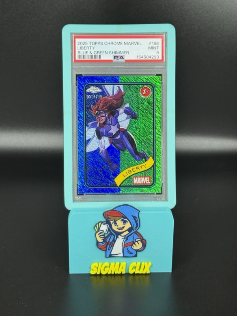 2025 Topps Chrome Marvel Liberty 1st Appearance Blue & Green Shimmer 035/199 PSA 9 MINT