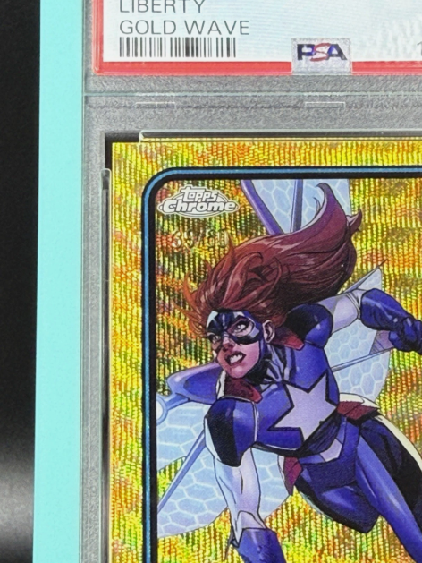 2025 Topps Chrome Marvel Liberty 1st Appearance Gold Wave 39/50 PSA 8 NM-MT