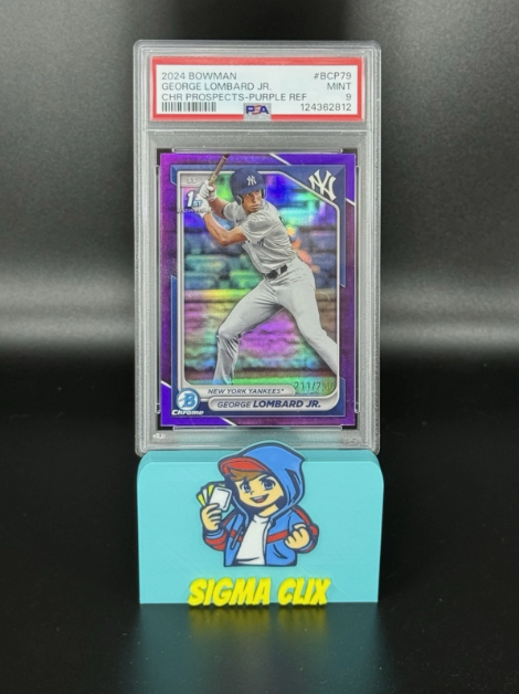 2024 Bowman Chrome Prospects George Lombard Jr RC Purple Refractor 211/250 PSA 9 MINT