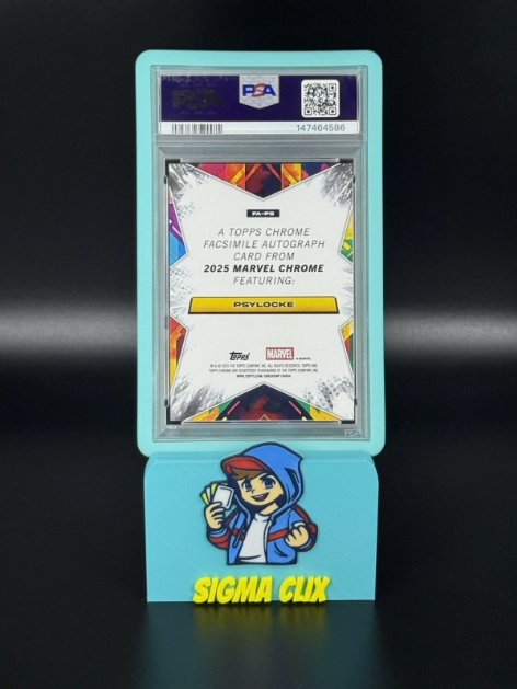2025 Topps Chrome Marvel Sapphire Psylocke Facsimile Autograph Black 08/10 PSA 8 NM-MT