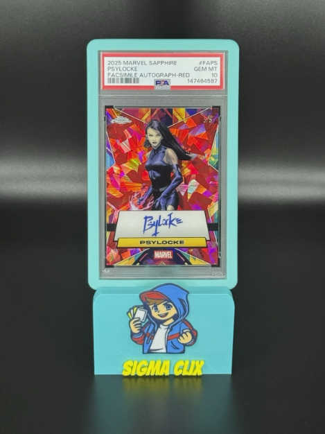 2025 Topps Chrome Marvel Sapphire Psylocke Facsimile Autograph Red 5/5 PSA 10 GEM MINT