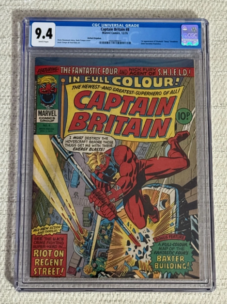 1976 Captain Britain #8 Psylocke 1st Appearance CGC 9.4 WHITE PAGES