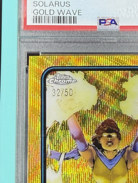 2025 Topps Chrome Marvel Solarus 1st Appearance Gold Wave 32/50 PSA 8 NM-MT