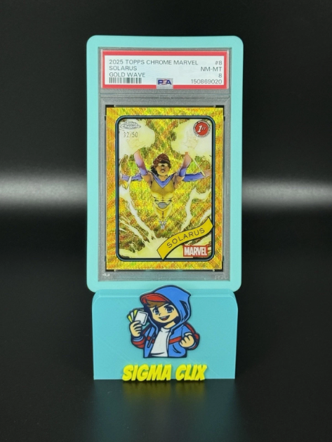 2025 Topps Chrome Marvel Solarus 1st Appearance Gold Wave 32/50 PSA 8 NM-MT
