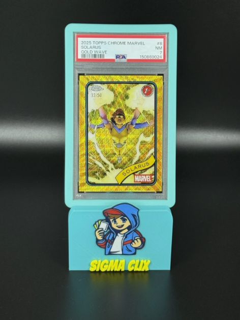 2025 Topps Chrome Marvel Solarus 1st Appearance Gold Wave 33/50 PSA 7 NM