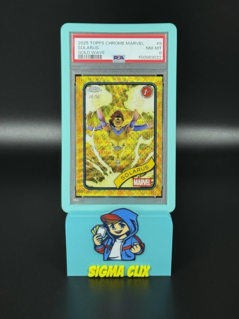 2025 Topps Chrome Marvel Solarus 1st Appearance Gold Wave 46/50 PSA 8 NM-MT