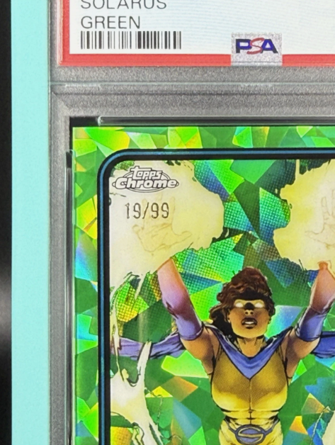 2025 Topps Chrome Marvel Sapphire Solarus 1st Appearance Green 19/99 PSA 9 MINT